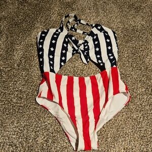 Hollister Patriotic Red, White, And Blue Swimsuit